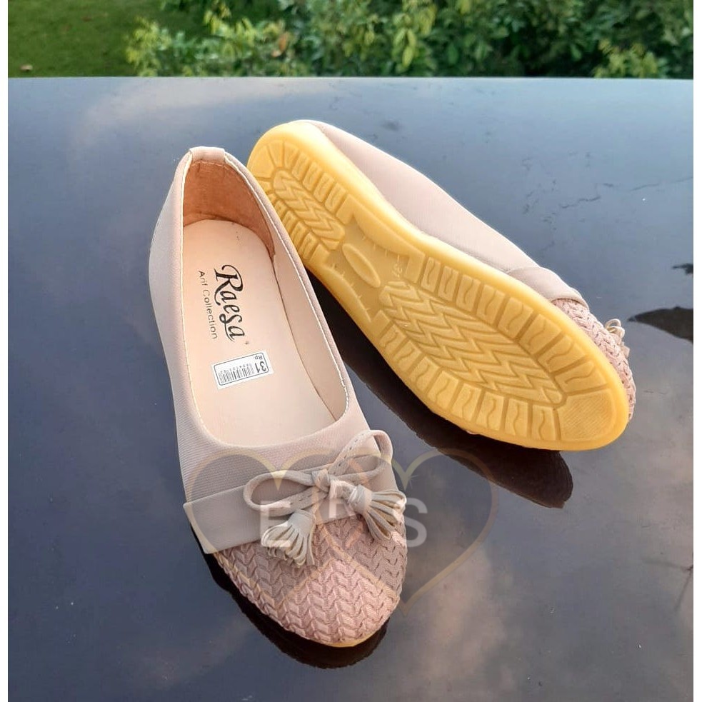 TOKOERS SBA03 31-35 Sepatu Balet, Flatshoes Anak Perempuan Umur 7 8 9 10 thn - Motif Pita Rajut
