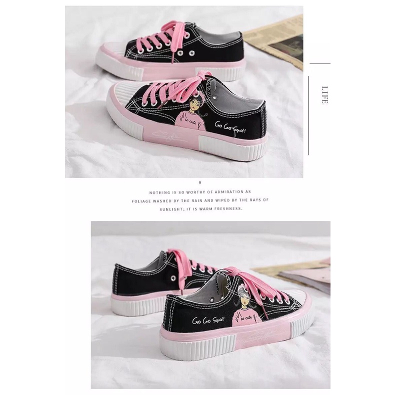 IDEALIFESHOES SEPATU KANVAS WANITA ABG WARNA PINK IMPORT SEPATU CEWEK CUTE SHOES  KY-04