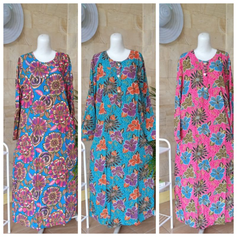 Longdress KU | Longdress Kencana Ungu Label Biru Original | Homewear KU Solo | Daster Muslim Panjang