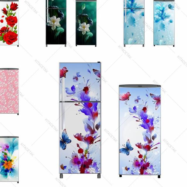 ✺ Stiker Kulkas Sticker Wallpaper Kulkas 1 dan 2 Pintu Motif Bunga Shabby ✰
