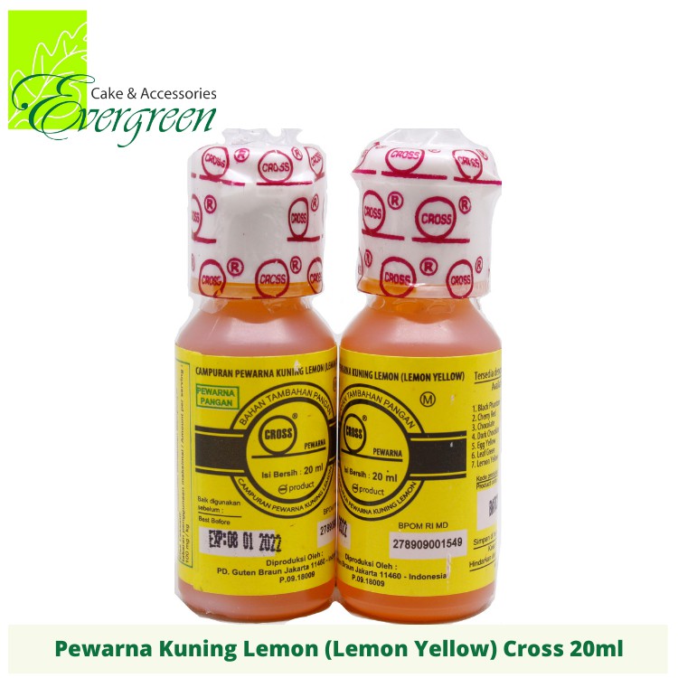 

Pewarna Makanan Cross Kuning Lemon (Lemon Yellow) 20ml