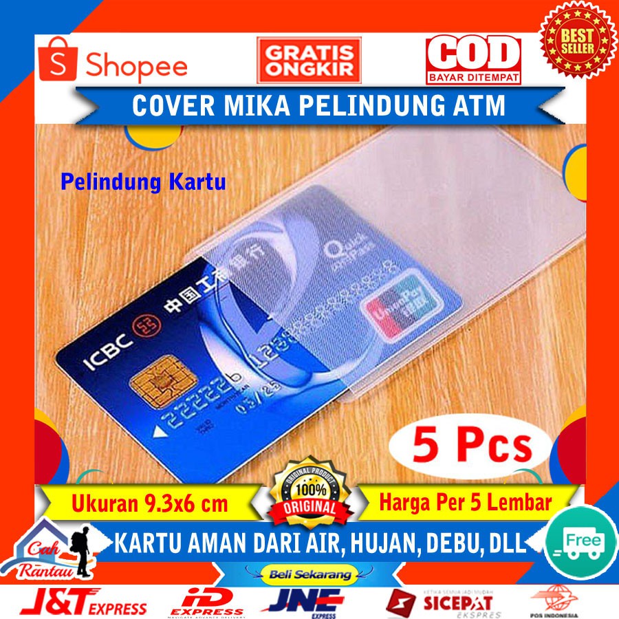 Plastik Cover Mika Tempat Pelindung Anti Air Kartu Berharga ATM KTP SIM Card Etool Per 5 pcs