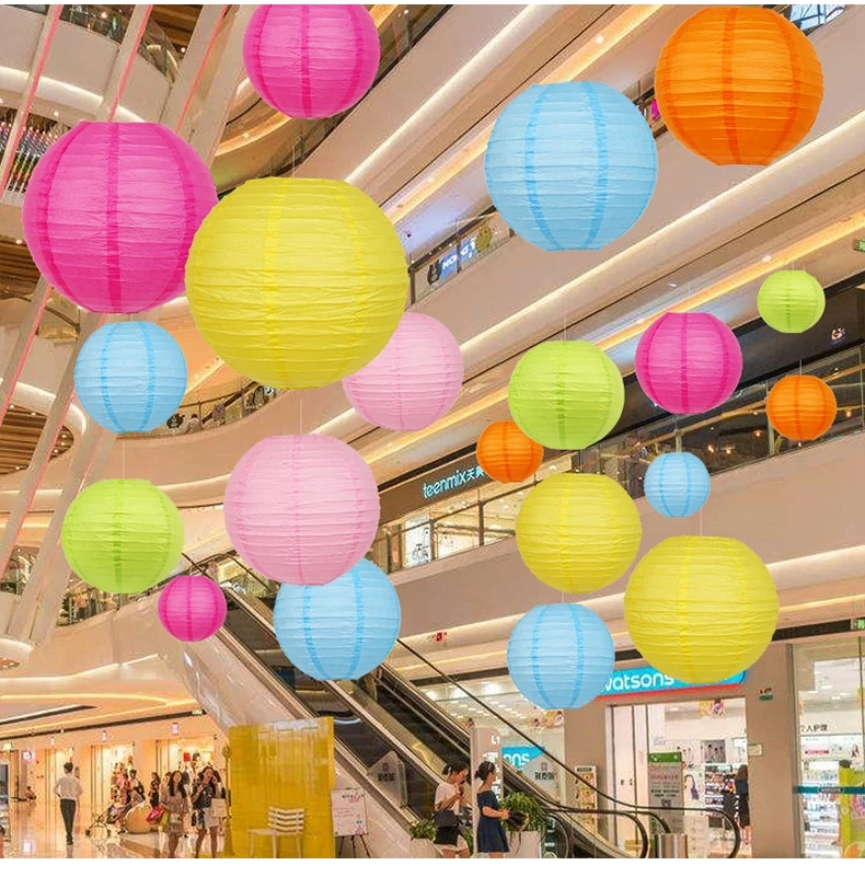 Lampion Kertas Bulat Cina Taman Pavilion Halaman Jalan Mall Lantern Balls6 Inci Festival Hiasan Gantung Decro Aksesoris