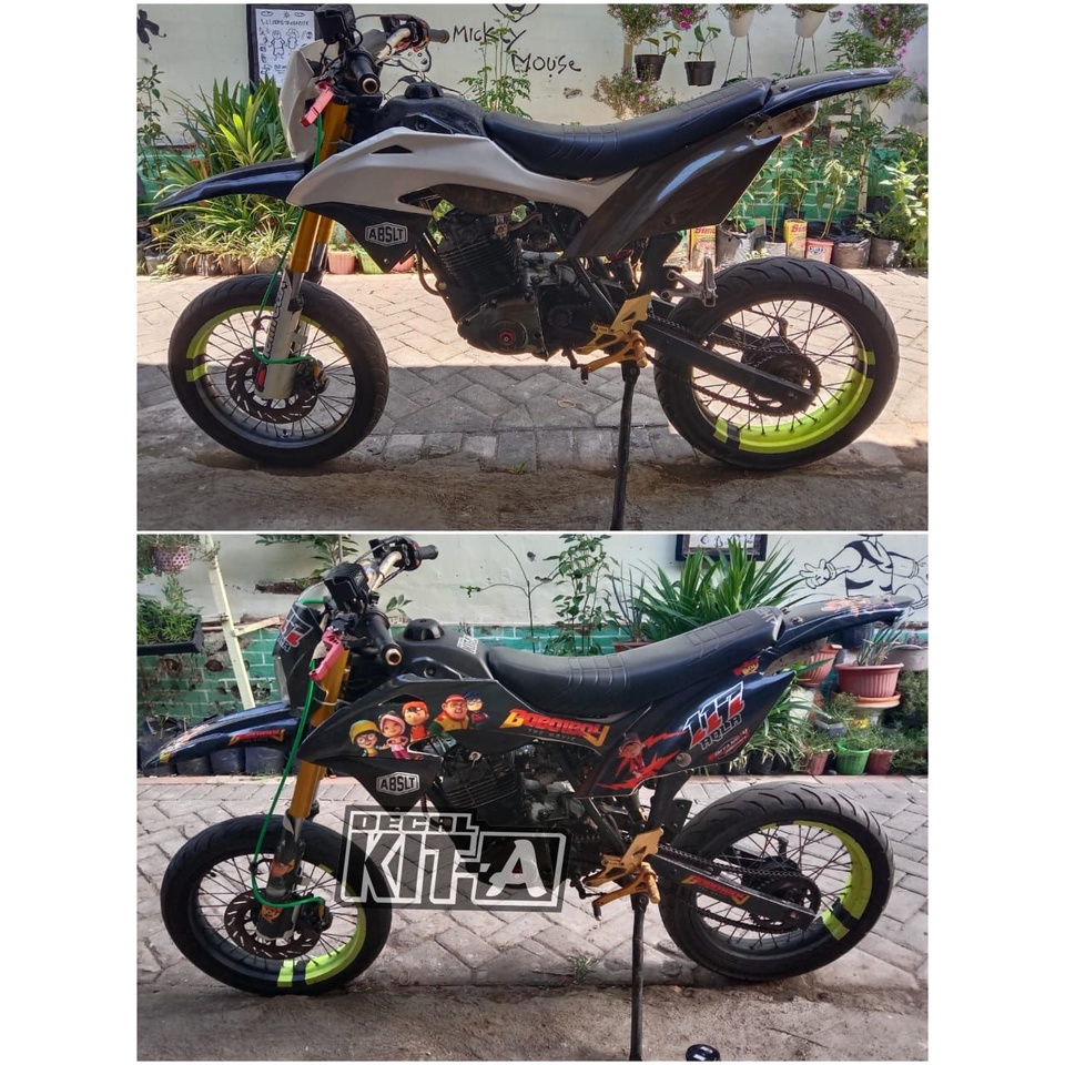 Decal Stiker Kawasaki Klx 150 Bf Full Body Dekal Stiker Klx G  Motif Boboiboy Hitam