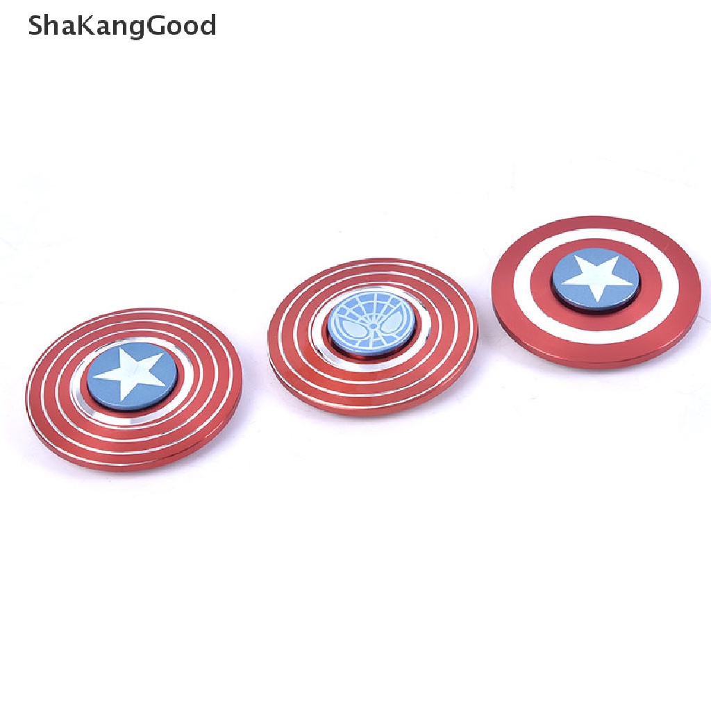 Mainan Spinner Gyro Dekompresi Bentuk Perisai Captain America Bahan Alloy