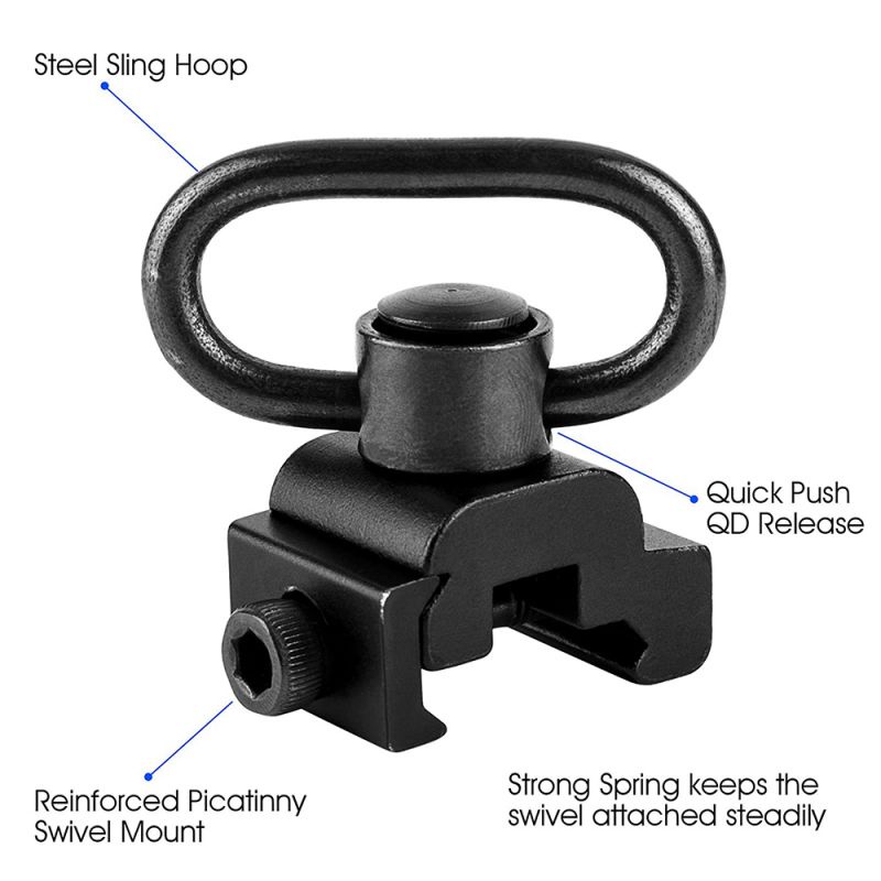 QD Sling Swivel Mount Dengan Tombol Tekan/Tactical Quick Detach Push Batton Sling Swivel Untuk Rail Picatinny