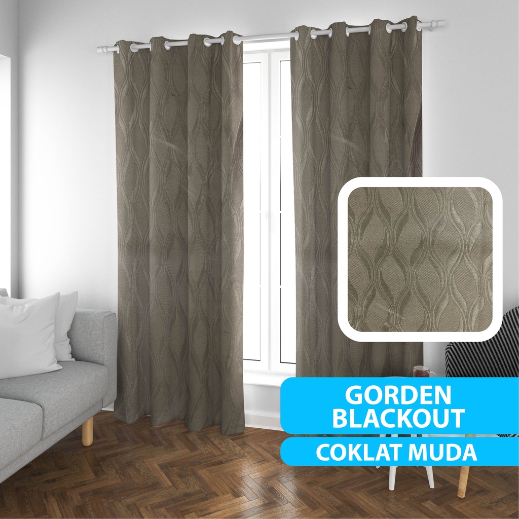 Gorden Blackout Import Mewah Coklat Tua 12 Lubang Lebar 135 Cm - Hordeng - Korden - Horden - Gordeng - Tirai - Gordyn - Curtain - Ordeng Jendela Polos Minimalis