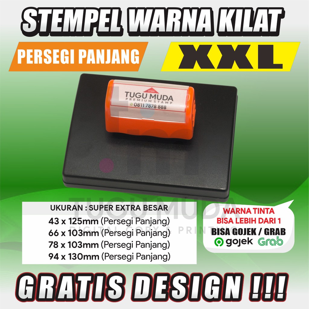 

STEMPEL FLASH / STAMP WARNA CUSTOM-GRATIS DESIGN-KOTAK SUPER EXTRA BESAR (XXL)