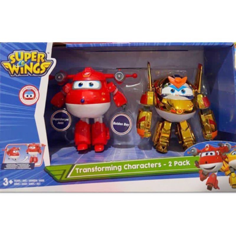 Super Wings Transforming Characters 2 Pack. : Jett & Golden Boy Figure