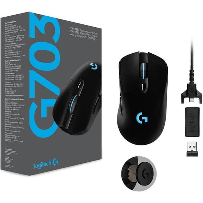 MOUSE WIRELESS GAMING LOGITECH G703 HERO (LIGHTSPEED)