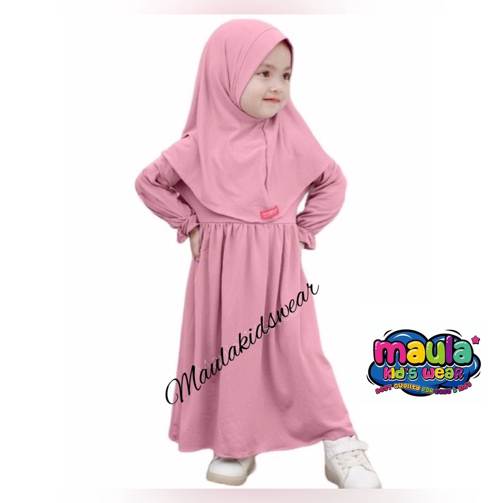 Gamis Hijab Anak Perempuan / Gamis Shakira Size L (2 tahun-4 tahun) Pakain Muslim Balita Polos