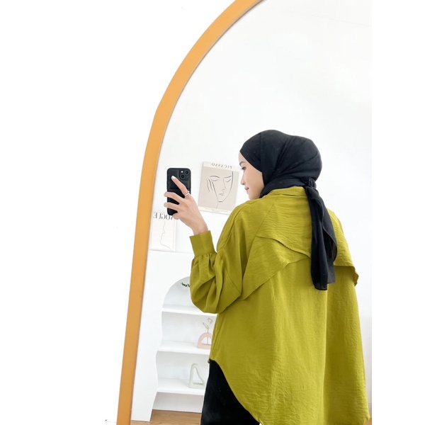 Kemeja Blouse Lengan Panjang KINAN Blouse LUNA Kancing Depan Flow Cringke Premium Kerah Banyak Variasi OOTD Remaja Dewasa