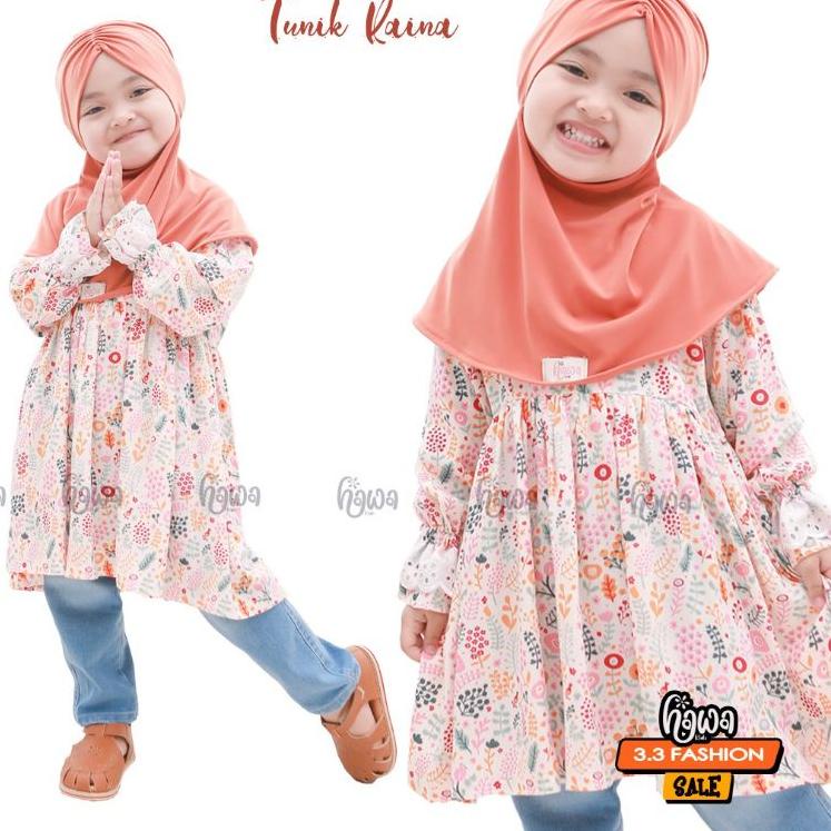 TTG.21My22o– Tunik Anak Perempuan Raina Tunik ORI Hawa Kids Bahan Rayon Motif Premium Size S M L XL