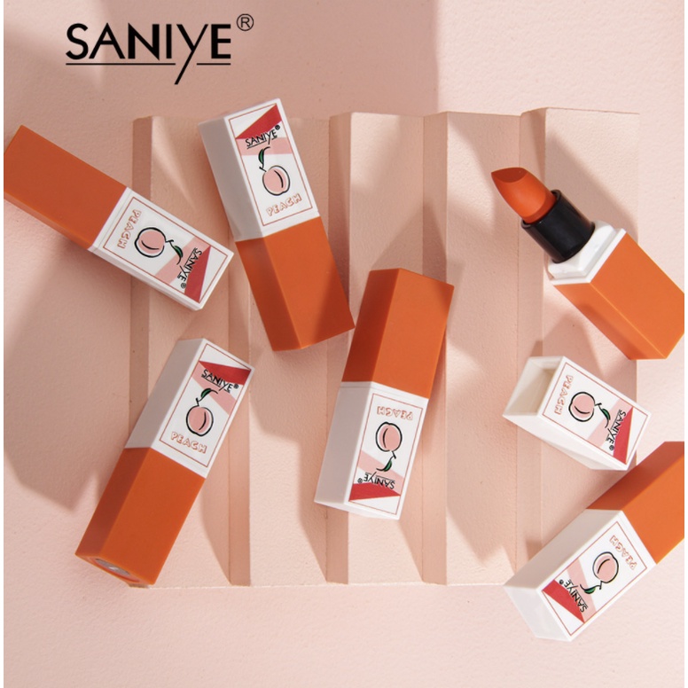 SANIYE Peach Lipstick Lipstik Fruit Matte 6 Warna SA017