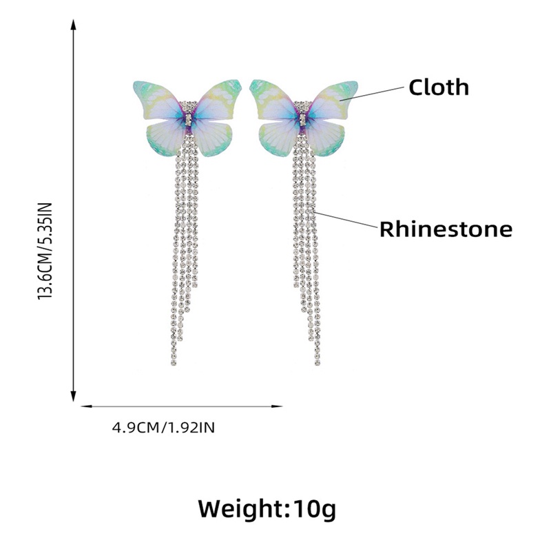 Anting Rumbai Panjang Desain Kupu-Kupu Warna Biru Ungu Untuk Wanita