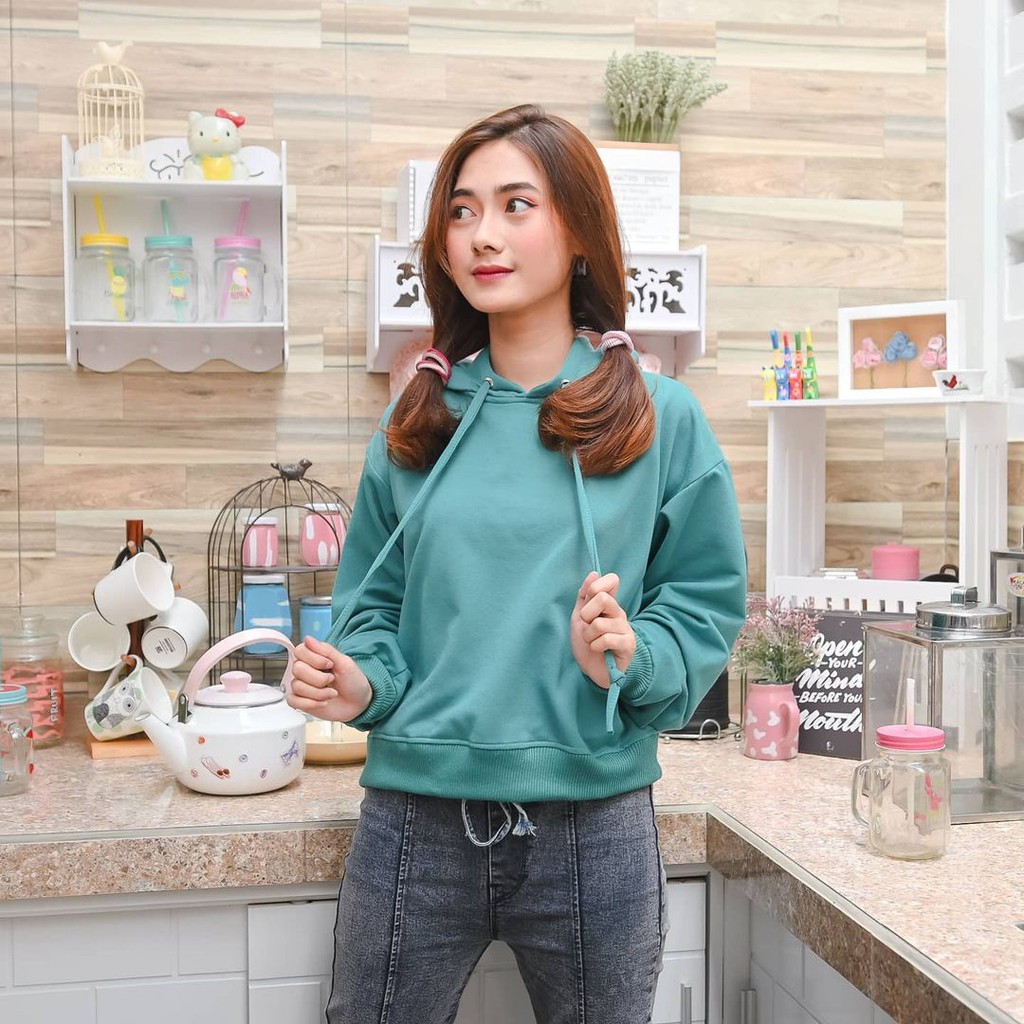 HOODIE CROOPE WANITA SWEATER POLOS OVER SIZE TERBARU-1