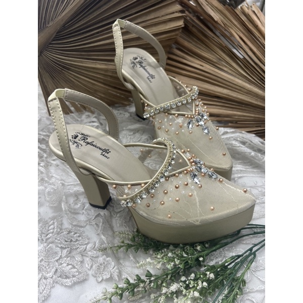 sepatu wedding wanita atalita gold 10cm tahu