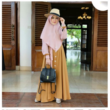 012 5799 JUMBO GAMIS Mecca NAVY BAJU GAMIS MUSLIM WANITA DEWASA MODERN TERBARU GROSIR TANAH ABANG