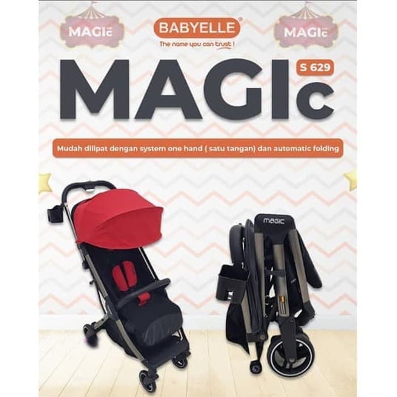 Babyelle Magic S629 Stroller Lipat Otomatis Baby Elle Kereta Dorong Anak Bayi Travelling - Red