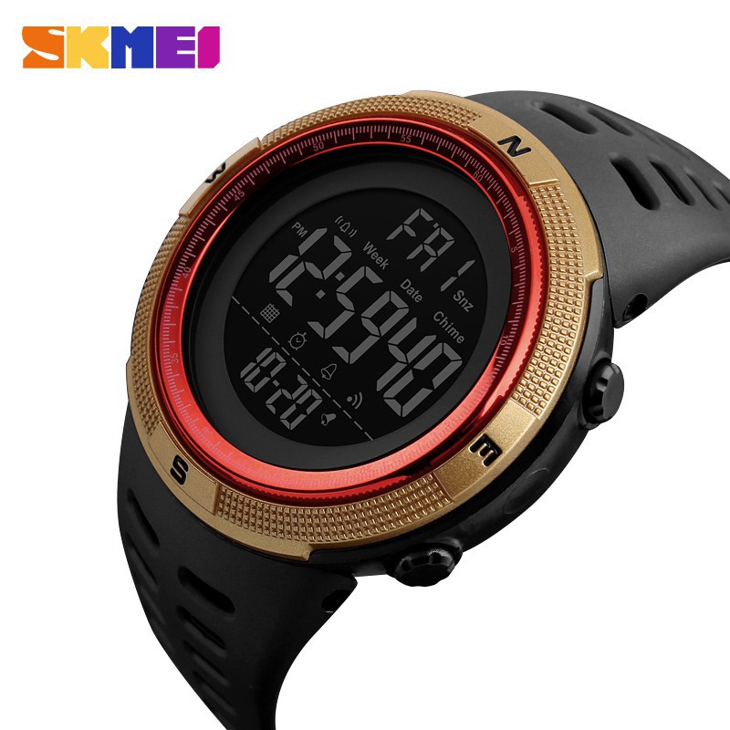 Jam Tangan Pria Digital SKMEI 1251 Water Resistant 50M-Gold Red