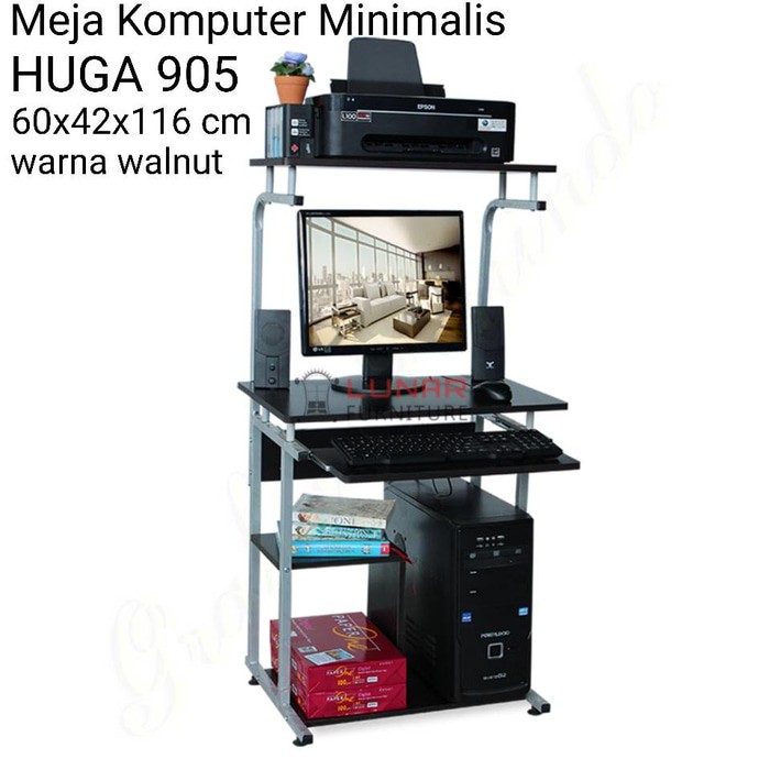 PROMO! MEJA  KOMPUTER MINIMALIS | HUGA 905 | WARNA WALNUT | MERK