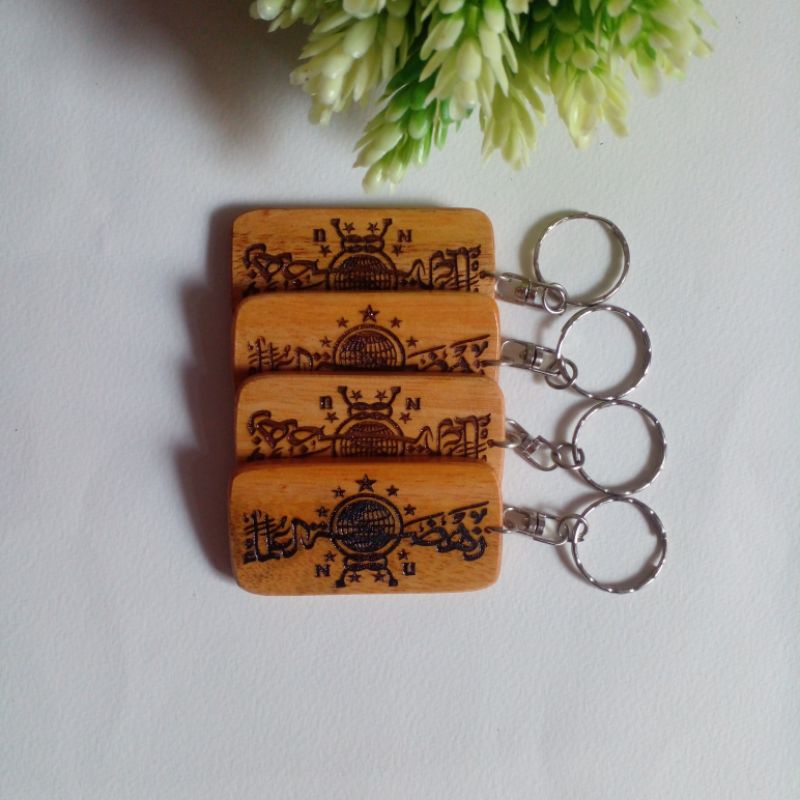 Gantungan Kunci Kayu Logo Nahdlatul Ulama (NU) Laser Grafir