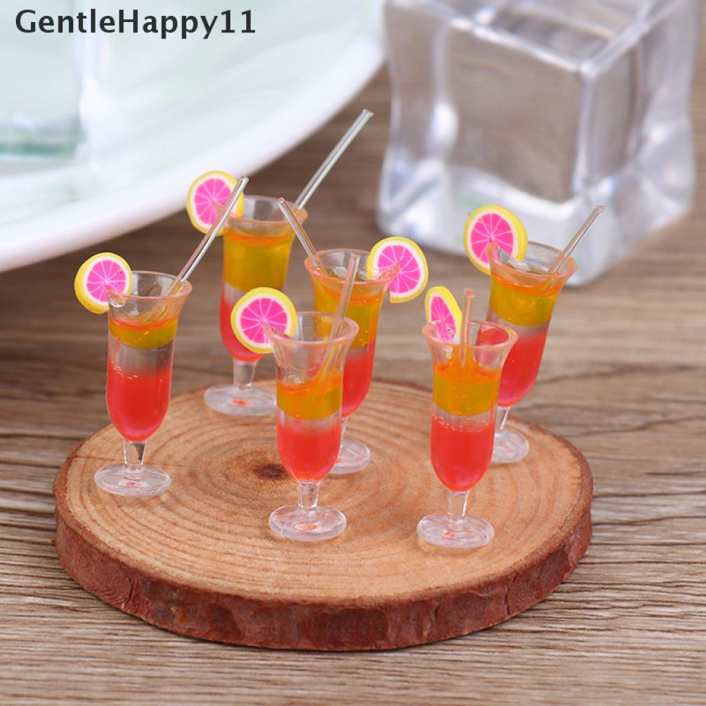 Gentlehappy 6Pcs / Set Mainan Miniatur Gelas Jus Skala 1: 12 Untuk Aksesoris Dapur Rumah Boneka