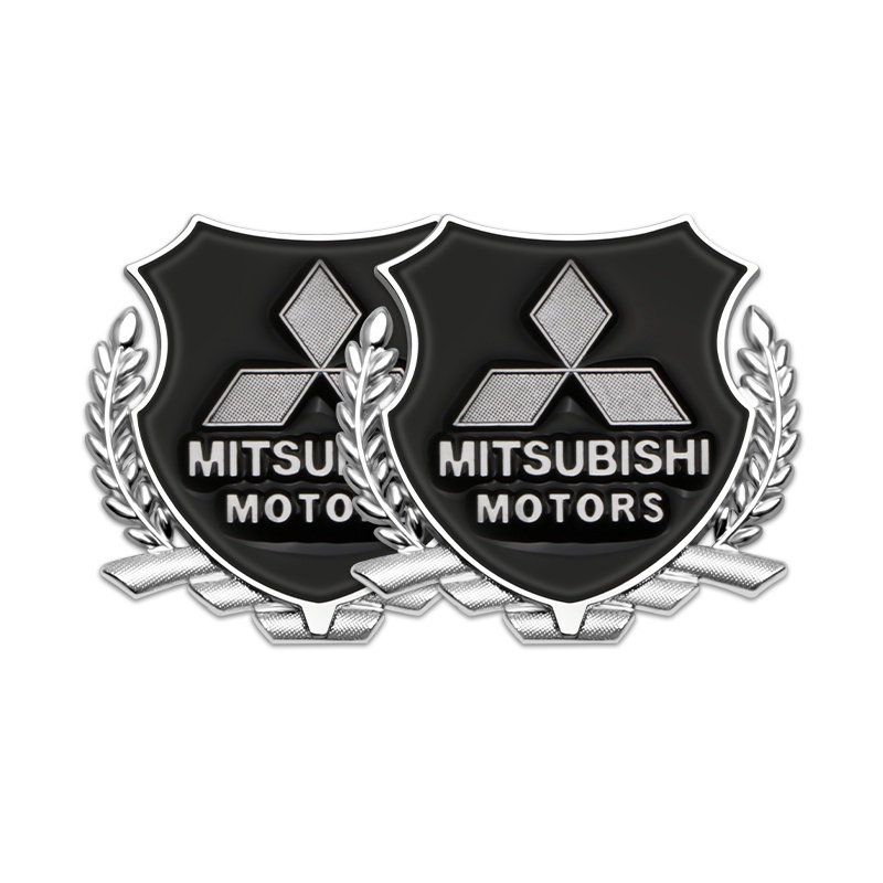 2 Pcs Sticker Decal Fender Samping Mobil Mitsubishi Bahan Logam Motif Tulisan ASX Lancer Pajero Outlander 3D