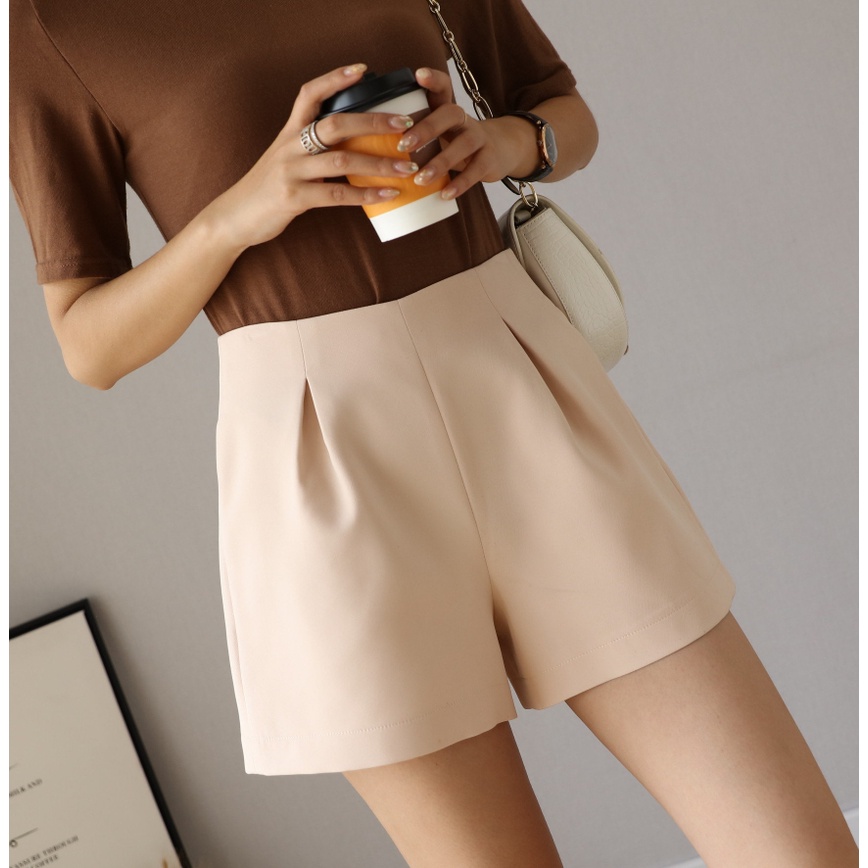 【Blossom】A-Line Chiffon Draped Suit Korean Short Pants 7278