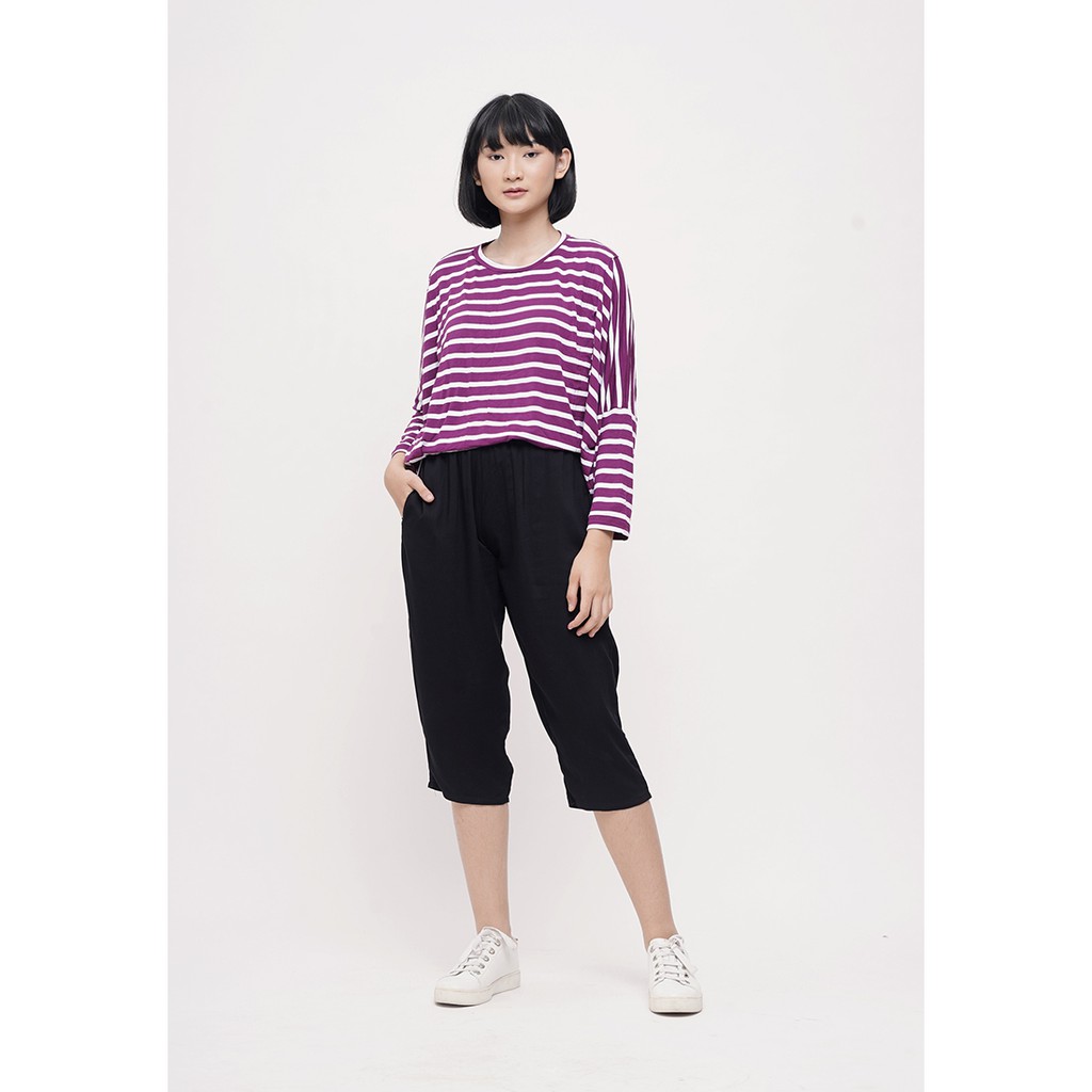 

MONOMOM Cozy TOP Maroon Stripe - Baju Menyusui Nursing Wear Stylish Premium
