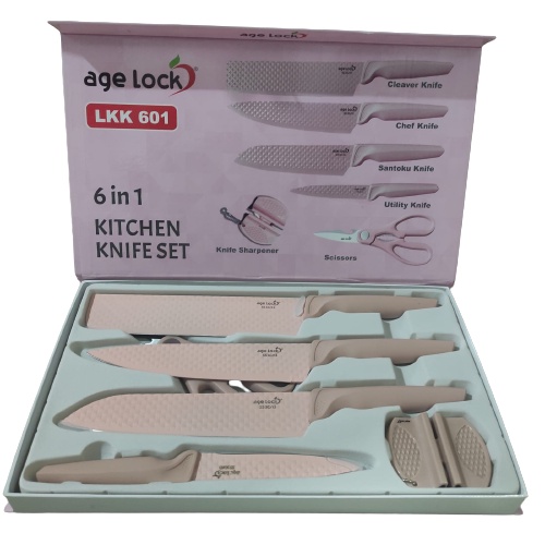 Pisau Set Age Lock Kitchen Knife 6 in 1 LKK 601 -  Pisau Set Berkualitas