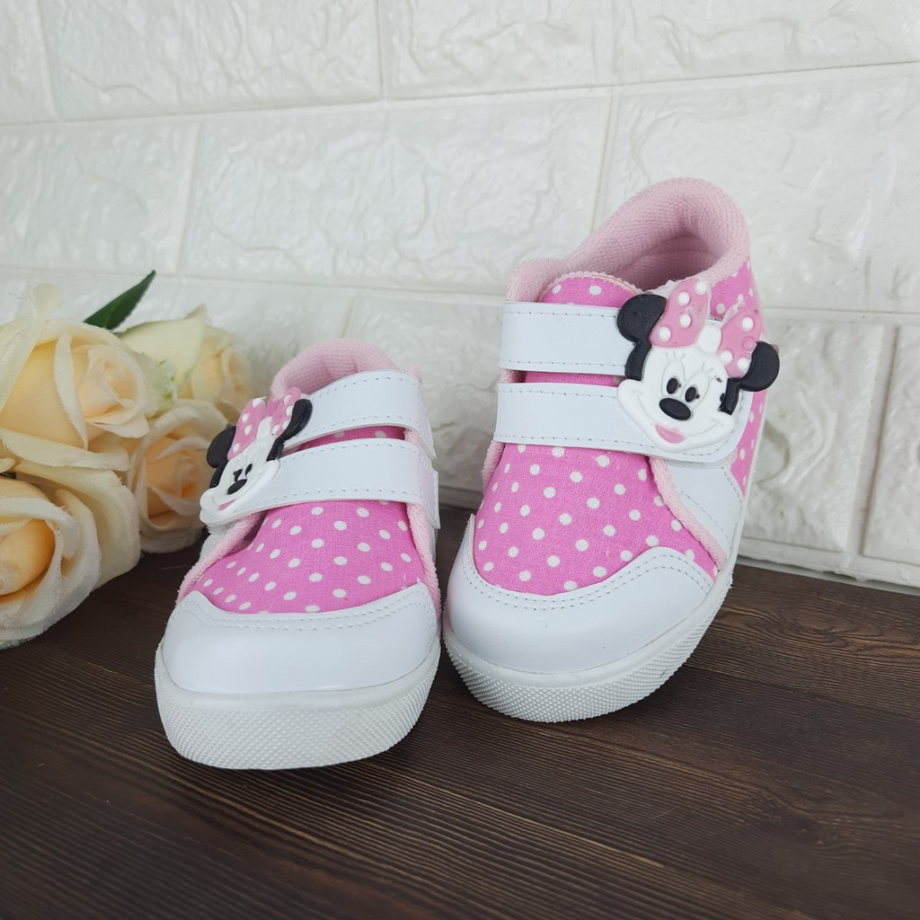 [TAMAN SEPATUKU] SEPATU TRENDY MURAH ANAK PEREMPUAN MICKEY MOUSE POLKADOT PINK 1-3 TAHUN FAX14