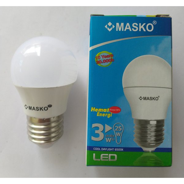 Masko LED BULB 3W 6500K BERGARANSI / LED 3W MASKO