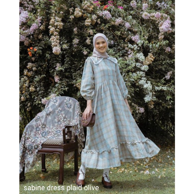 Sabine Dress Plaid Olive Haideeorlin