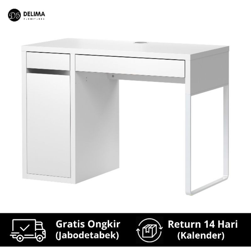 Meja Belajar Meja Kerja dengan Laci & Kabinet Penyimpanan - Putih