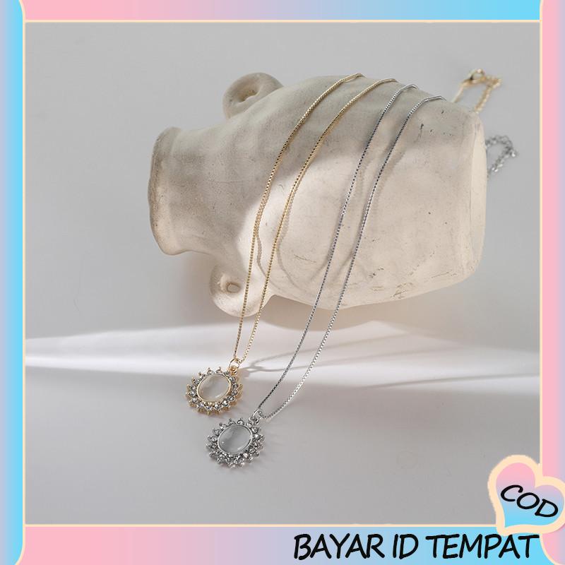 COD❤️ Retro Light Luxury Opal Kalung Wanita All-Match Hadiah Ulang Tahun Sederhana-A.one