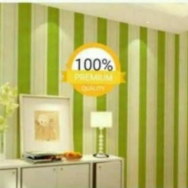 COD Wallpaper dinding Motif Salur Hijau / Wallpaper dinding murah
