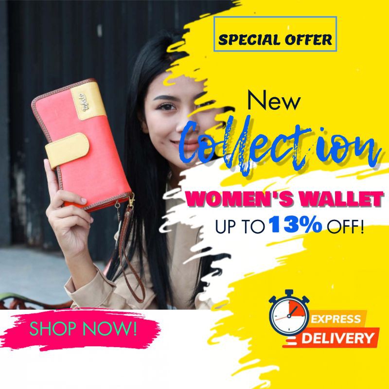 Dompet Lipat Panjang Wanita Dompet Koin Dompet Kartu ATM Bahan