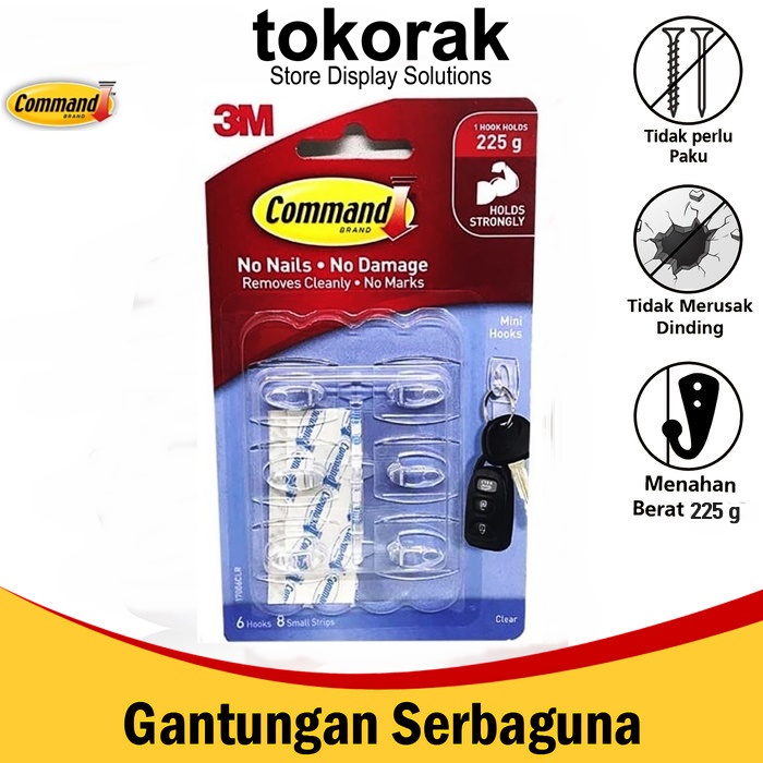 COMMAND 3M GANTUNGAN SERBAGUNA CLEAR 17006CLR - MINI HOOK