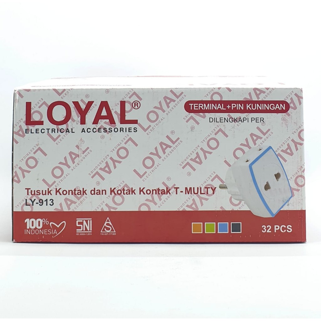 @32 Pcs (1 Kotak) LY-913 Loyal Steker T Multi / Colokan T Multi 3 Lubang