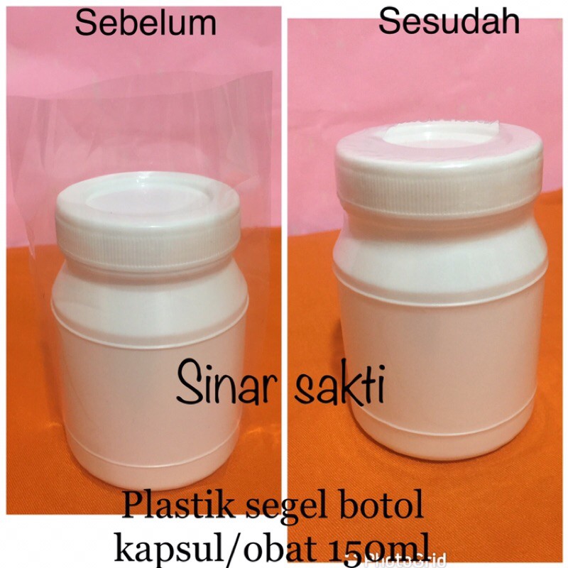 plastik segel botol kapsul/obat 150ml 150cc segel plastik