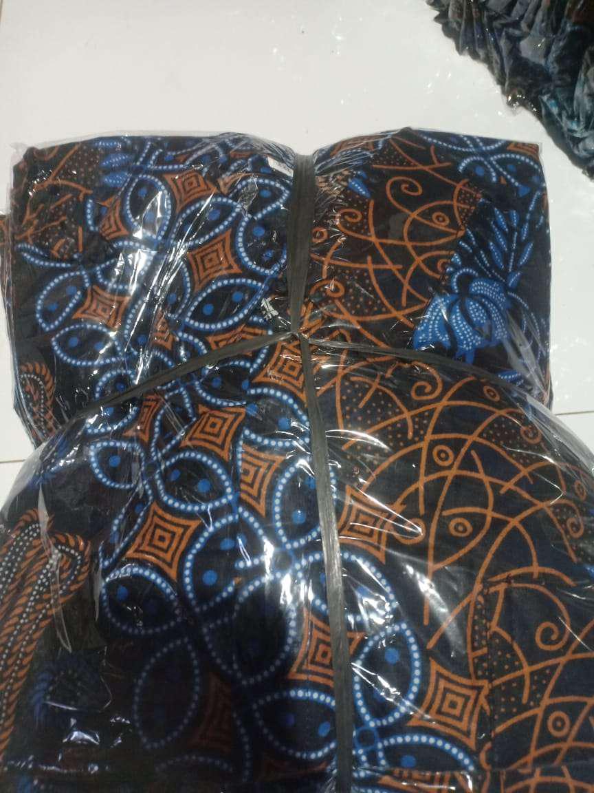 Ruzza Batik Pria Lengan Pendek Motif Blarak Biru Sogan Batik Murahjaya