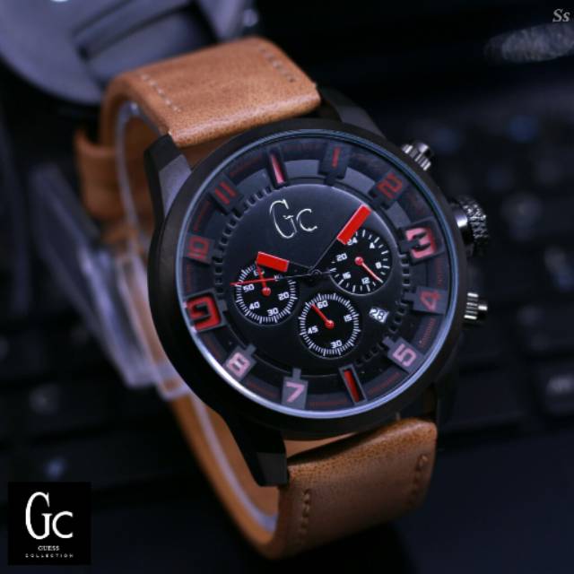 JAM TANGAN PRIA GC LEATHER CHRONO ON KULIT JAM COWOK PREMIUM KW SUPER