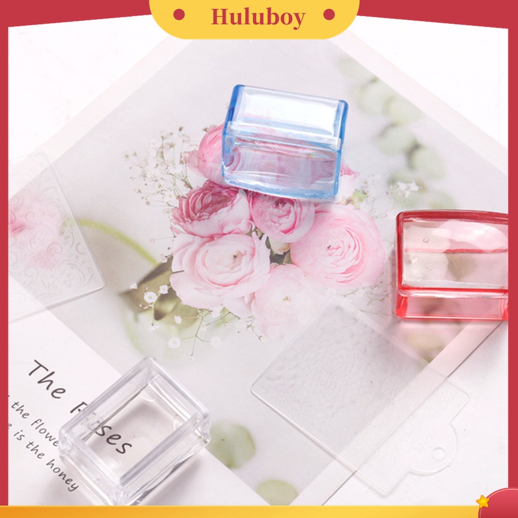 Huluboy Huluboy♡ Stempel Kuku Bentuk Persegi Bahan Silikon Transparan Untuk Manicure Wanita