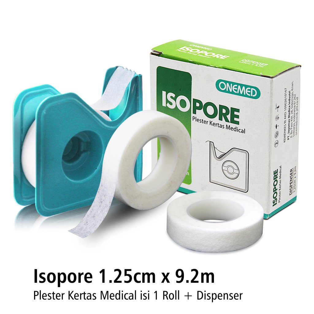 Onemed Isopore 1,25cm x 9,2m + Dispenser Plester Kertas Medical OJ