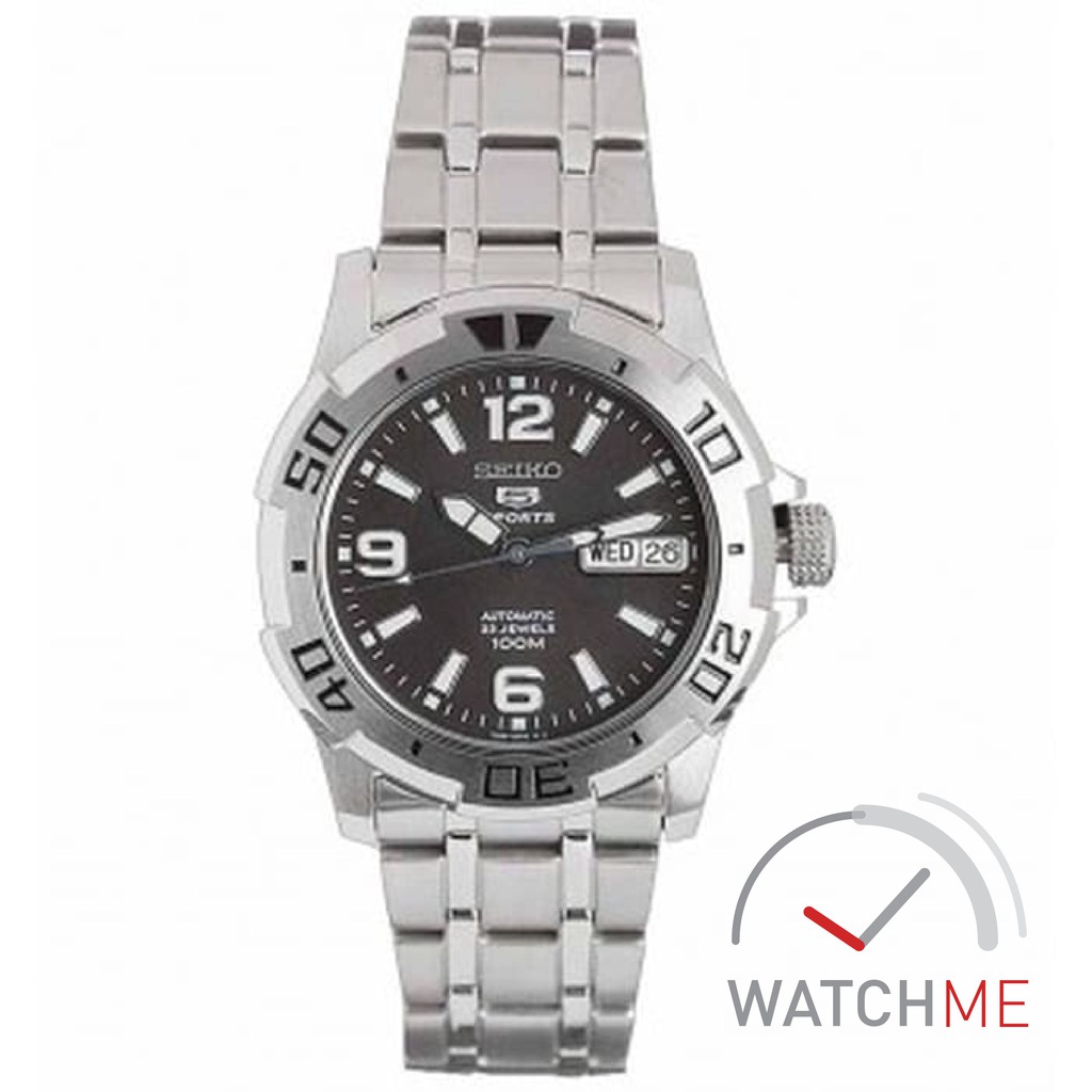 Jam Tangan Seiko 5 SNZJ49K1 Automatic Black Dial 100m Stainless Steel Original Garansi