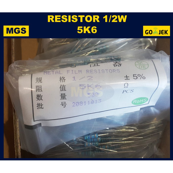 500Pcs Resistor 1/2W 5K6