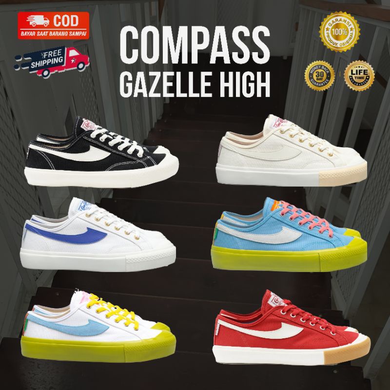 Jual Compass Gazelle Low All Colour - Compass Gazelle Low Cream - Compass Gazelle Low White Blue 