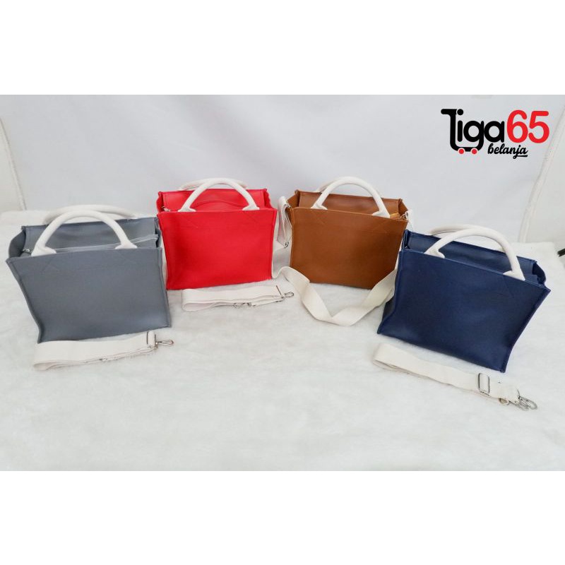 365 Tote Bag Fashion Tas Jinjing Bahan Kulit Sintetis Halus Warna / Tote Bag 0149-4