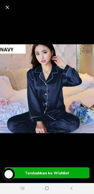 Baju tidur wanita cewe piyama satin silk tangan panjang murah pajamas  good quality